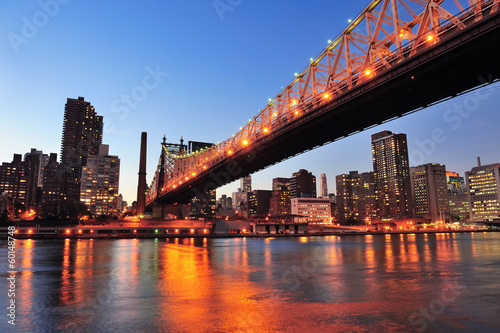 Obraz na płótnie canvas czteroczęściowy "tetraptyk" Most queensboro i manhattan