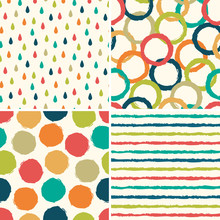 Seamless Hipster Backgrounds In Retro Colors