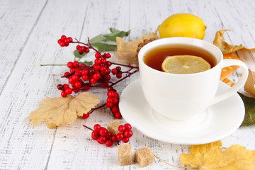 Aufkleber - Cup of tea with lemon close up