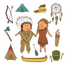 American Indian Icons Set