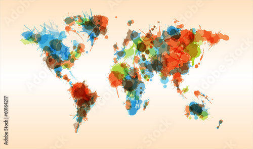 Dekoracja na wymiar  mapa-swiata-kolorowe-grunge