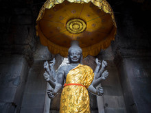 Revered Vishnu Statue At Angkor Wat, Cambodia