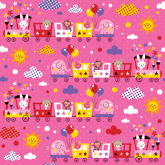 animal train kids pattern