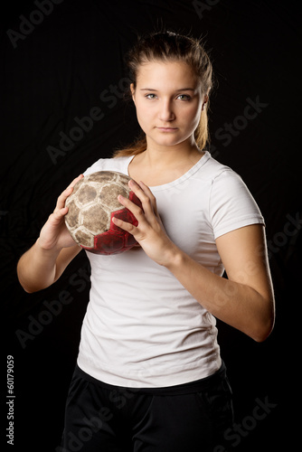 Plakat Kobieta z piłką ręczną