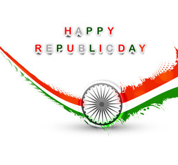 vector indian flag grunge wave style tricolor republic day desig