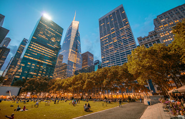 Bryant Park in Manhattan at night