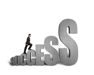 Businessman climbing on success 3d word