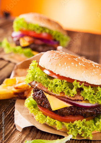 Tapeta ścienna Świeży hamburger