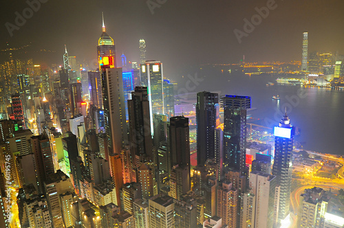 Naklejka samoprzylepna Hongkong w nocy