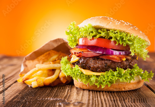 Tapeta ścienna Świeży hamburger