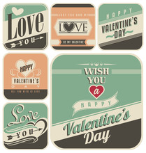 Retro Labels For Valentines Day