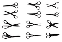 Set Of Cutting Scissors. Vector Illustration.