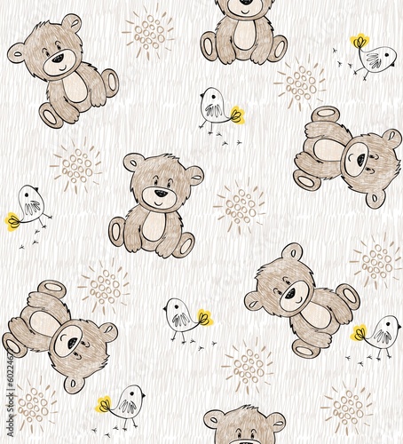 Obraz w ramie Cute hand draw seamless pattern for kids.