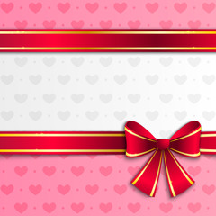 Sticker - Valentine background with pink ribbon