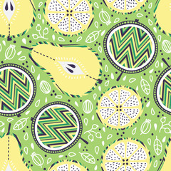 Aufkleber - Abstract fruits seamless pattern
