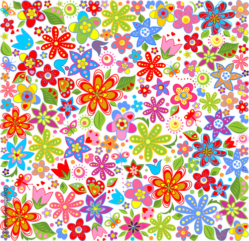 Obraz w ramie Spring floral wallpaper