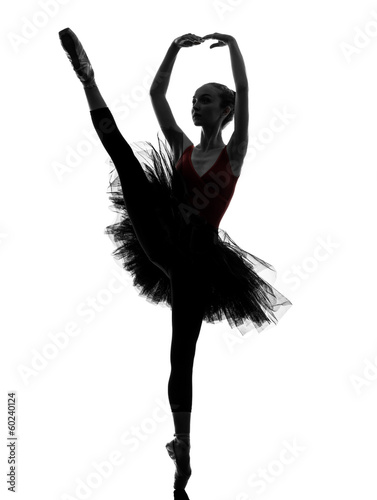 Plakat na papierze fotorealistycznym Młoda kobieta primabalerina tancerz taniec sylwetka
