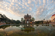 Patuxay At Sun-up In Vientiane , Loas .