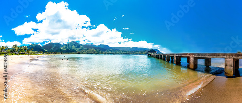 Fotoboard na płycie Hanalei bay, wyspa Kauai - Hawaje