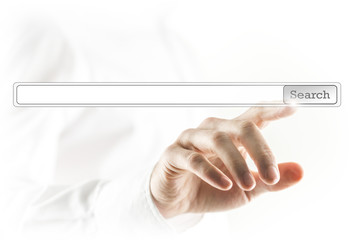 Wall Mural - man touching a search bar on a virtual screen