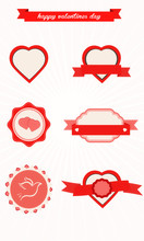 Collection Of Labels And Vector Element With Hearts