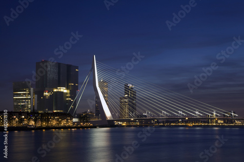 Fotoboard na płycie Most Erasmus w Rotterdamie na rzece nieuve-maas