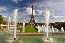 Eiffel Tower With Fountains In Paris, France
