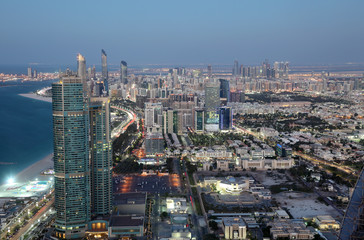 Fototapete - City of Abu Dhabi at dusk, United Arab Emirates
