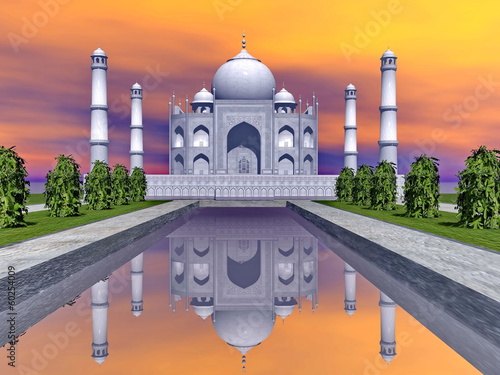 Plakat na papierze fotorealistycznym Tadź mahal mauzoleum, agra, Indie - 3d render