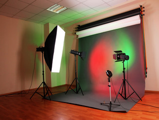 photo studio with lighting equipment