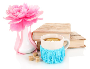 Aufkleber - Cup of tea with lemon isolated on white