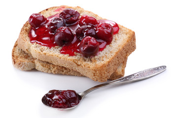 Wall Mural - Delicious toast with jam isolated on white