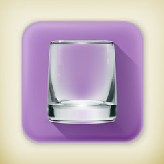 Poster - Empty glass, long shadow vector icon