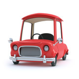 Fototapeta  - Red cartoon car front view