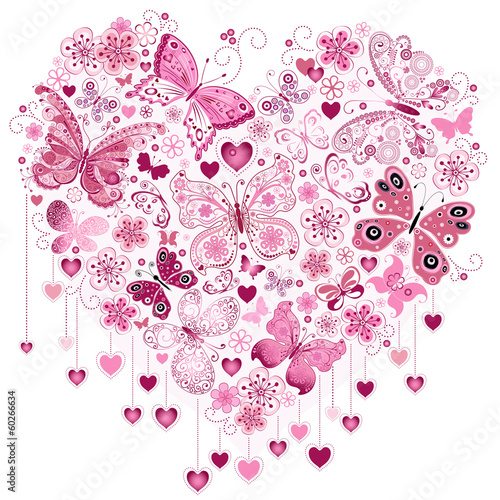 Obraz w ramie Valentine pink big heart