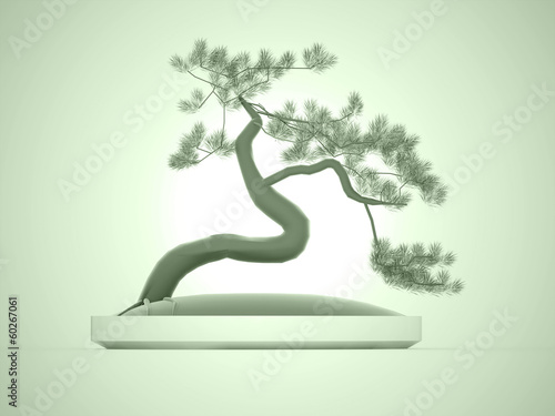 Board z aluminiowym obramowaniem Azjatycki bonsai drzewa na zielono