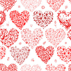 Fotomurali - Seamless pattern with valentine hearts for your design