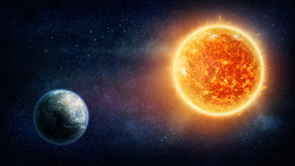 Planet Earth and sun