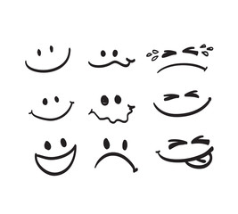 set of hand draw cartoon emotion vector