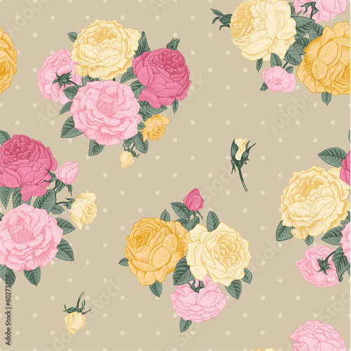 Naklejka dekoracyjna Vector seamless vintage floral pattern.