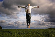 man flying freedom yoga meditation