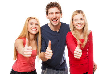 Three young people on white background