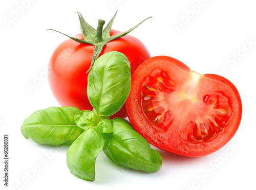 Tapeta ścienna Pomidory i liście bazylii