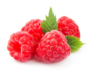 Wall Mural - Sweet raspberry with leafs