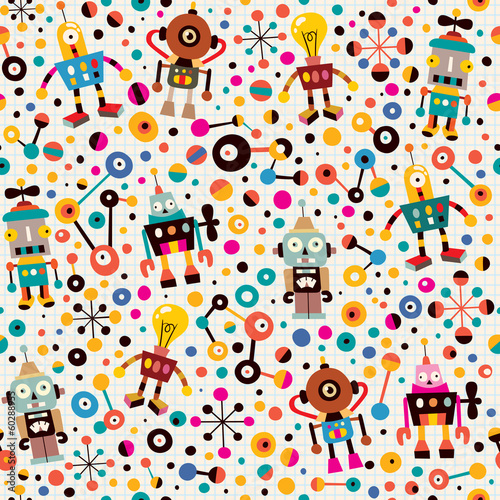 Obraz na płótnie canvas czteroczęściowy "tetraptyk" Wzór robotów