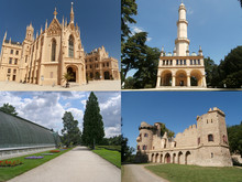 Collage of landmarks of Lednice in Moravia