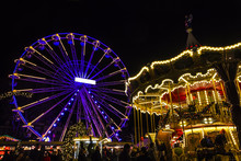 Turning Ferris Wheel On Achristmas Market, Maastricht, The Nethe