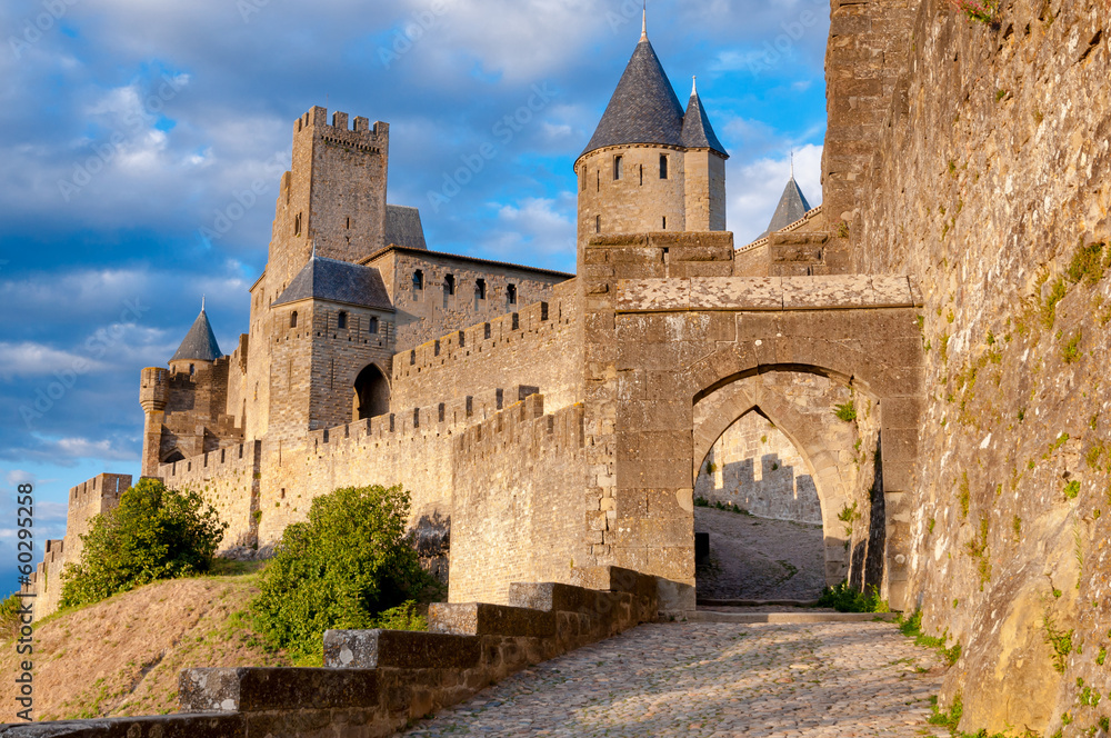 La Porte De Aude at late afternoon in Carcassonne - obrazy, fototapety, plakaty 