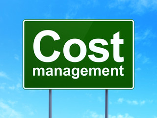 Finance concept: Cost Management on road sign background