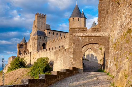 Naklejka ścienna La Porte De Aude at late afternoon in Carcassonne